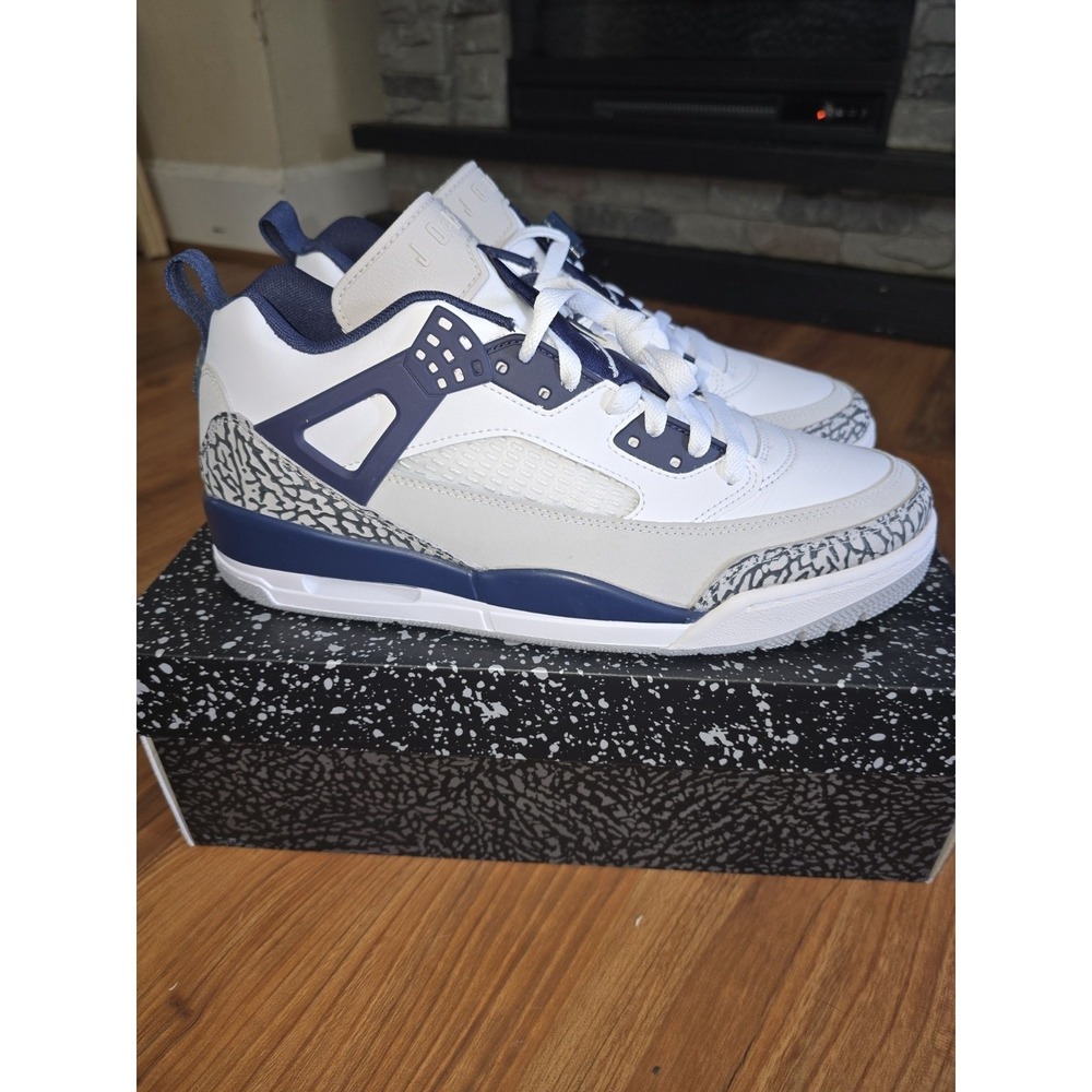 Air Jordan Spizike Low White Midnight Navy Mens Sneakers FQ1759-140 Size 10.5